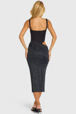 Bodice Draped Midi Dress in Black