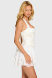 Embellished Corset Mini Dress in Pearl