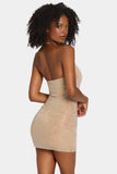 Embellished Halterneck Mini Dress in Honey