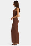 Modal Square-Neck Maxi Dress in Cocoa Brown