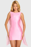 Satin Draped Mini Dress in Blossom