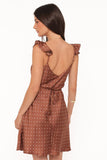 Cassinda Mini Dress - Brown Polka Dot
