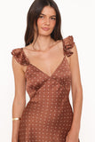 Cassinda Mini Dress - Brown Polka Dot