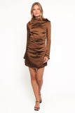 Chance Long Sleeve Mini Dress - Brown