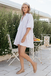 Doran Mini Dress - Beige White