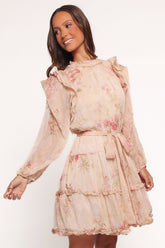 Phaedra Long Sleeve Mini Dress - Soft Rose
