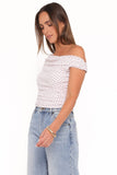 Aaron Off Shoulder Top - Pale Pink Dot