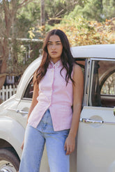 Ailis Denim Vest Top - Dusty Pink