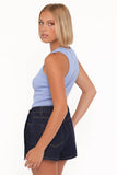 Ari Ribbed Tank Top - Cornflower Blue