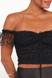 Aster Off Shoulder Mesh Top - Black