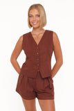 Bell Linen Vest - Brown