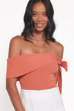Charama Off Shoulder Knit Top - Peach