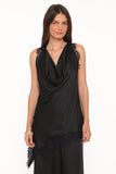 Clara Asymmetrical Lace Top - Black