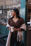 Demi Twist Detail Knit Top - Brown