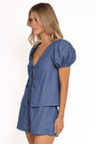 Dominic Tie Front Top - Denim