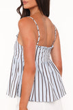 Dulce Top - Blue/Brown Stripe
