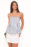 Dulce Top - Blue/Brown Stripe