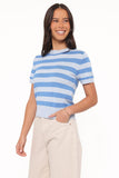 Joss Cropped Knitted Tee - Blue Stripe