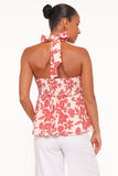 Klara Halter Top - Red Floral