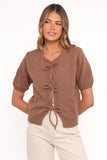 Koskie Tie Knit Top - Chocolate