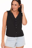 Lori Lace Trim Top - Black