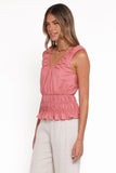 Lucilla Shirred Waist Top - Petal Pink