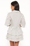 Thomas Short Sleeve Peplum Top - Yellow/Blue Stripe