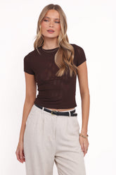 Vivian Mesh Tee - Brown