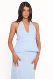 Zafira Textured Halter Top - Blue