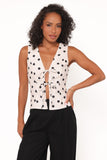 Zoie Tie Front Vest - Cream Polka Dot