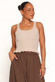 Berenice Ruffle Hem Knitted Top - Beige