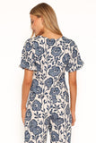 Jensen Scallop Hem Top - Blue Floral