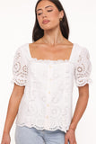 Kairi Eyelet Top - White Broderie