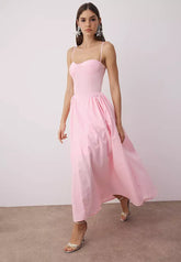 Trendyol Pink A-Line Poplin Woven Midi Dress