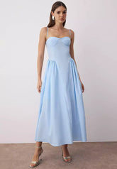 Trendyol Blue A-Line Poplin Woven Midi Dress