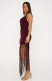 Tangled Romance Fringe Midi Dress Plum