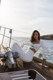 Knotty Chic Ruched Long Sleeve Crop Top