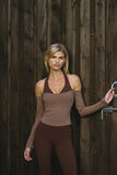Off-Shoulder Colorblock Long Sleeve Top