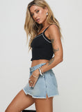 Mitzo Mid Rise Denim Skort Light Wash