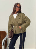 Eldora Cropped Trench Coat Green