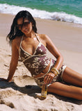 Makira Halter Top Brown Hibiscus