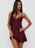 Had Me At Hello Lace Trim Mini Dress Burgundy