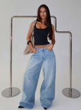 Naylor Mid Rise Wide Leg Jeans Light Wash Denim Light Blue Wash Tall