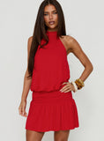Lealeia Halter Slouch Mini Dress Red