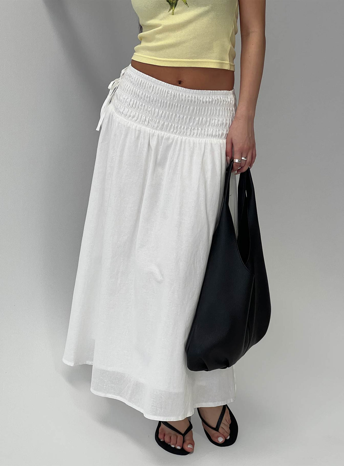 Vence Ruched Maxi Skirt White