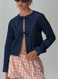 Never Alone Tie Detail Jacket Denim
