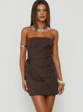 Noira Strapless Wrap Mini Dress Chocolate
