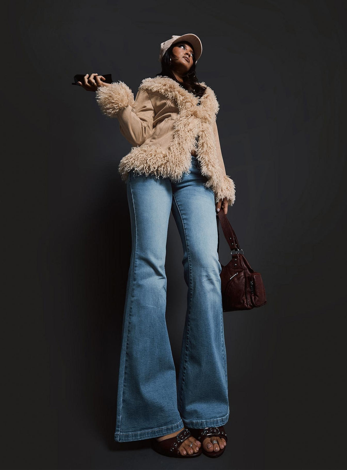 Alyss Ultra Low Rise Flared Jeans Light Vintage Blue
