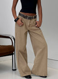 Naylor Mid Rise Wide Leg Jeans Light Brown Wash