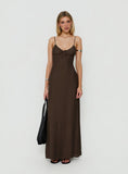 Odalia Tie Detail Maxi Dress Chocolate